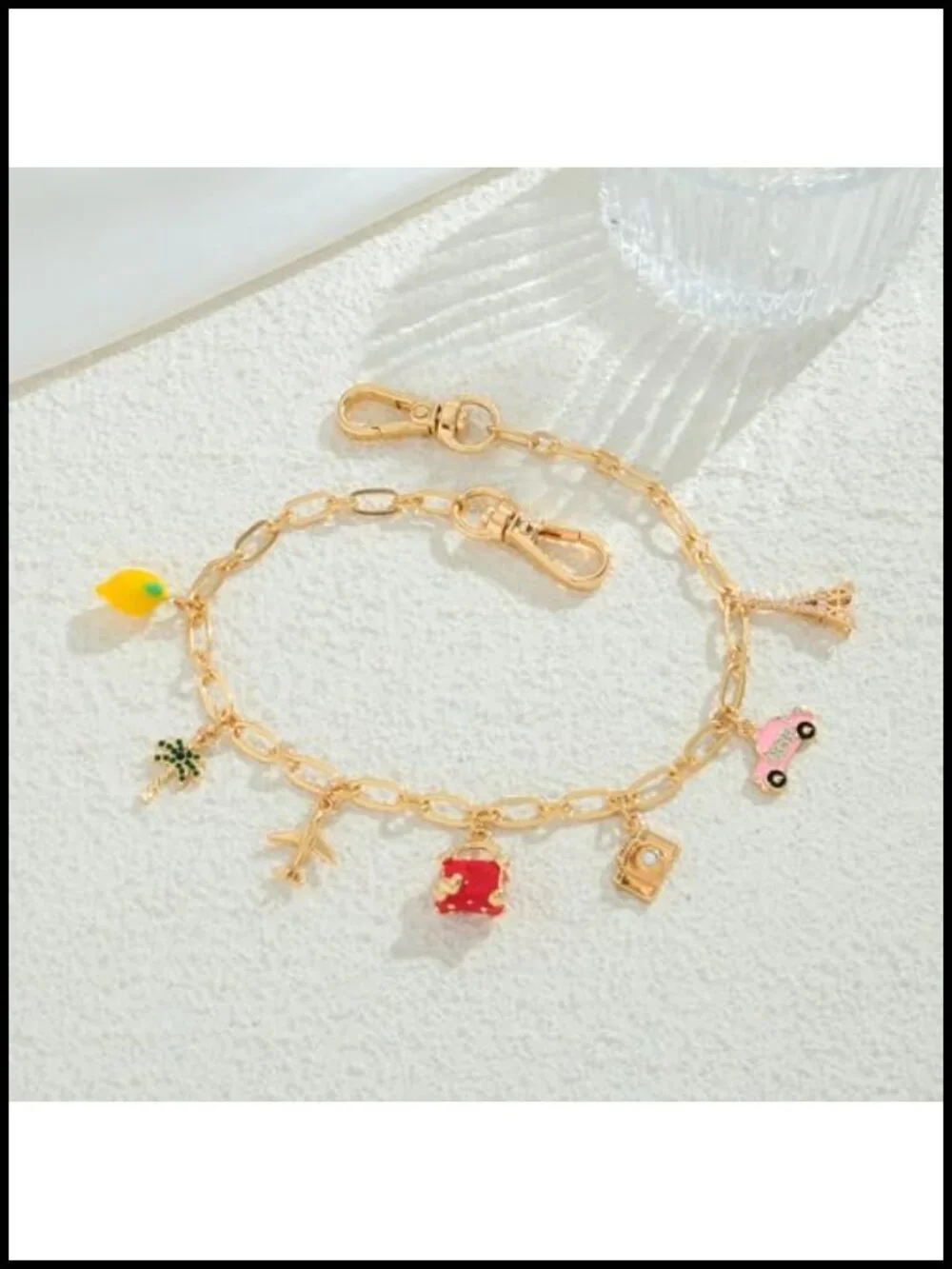Lemon Bag Charms Keychain Wristlet Trendy Purse Charm for Women Gold Plated